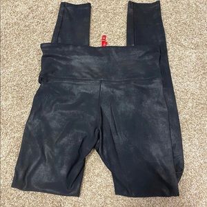 spanx faux leather leggings black medium